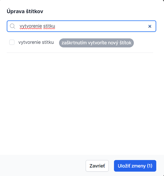 Pole pre vytvorenie štítku
