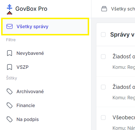 Tlačidlo všetky správy