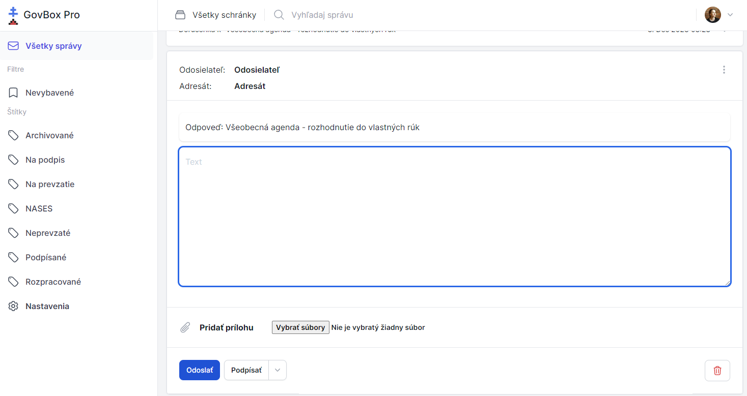 Formulár odpovede