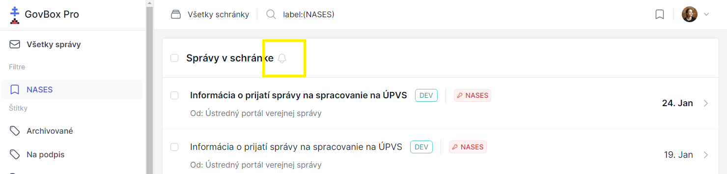 Ikona nastavenia notifikácií